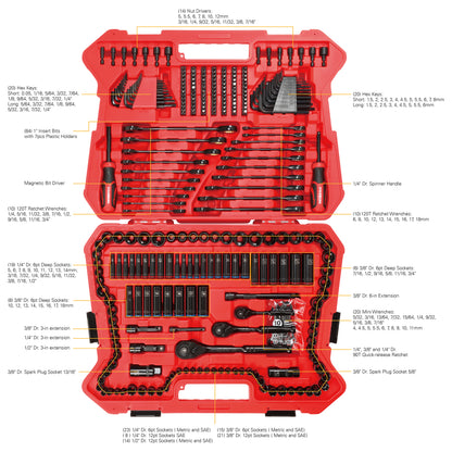 STARWORK TRUE MECHANIC™ 303-Piece Mechanics Tool Set, 120T Ratcheting Wrench, Professional, SAE/Metric