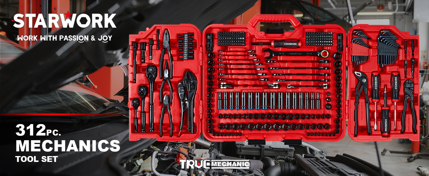 STARWORK TRUE MECHANIC™ 312-Piece Mechanics Tool Set and Socket Set, P