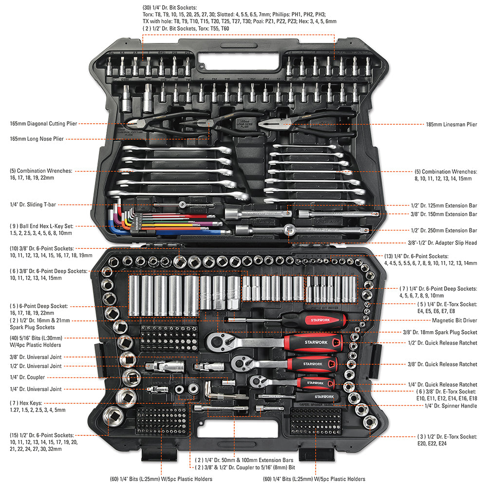 STARWORK TRUE MECHANIC™ 314-Piece Mechanics Tool Set and Socket Set, P