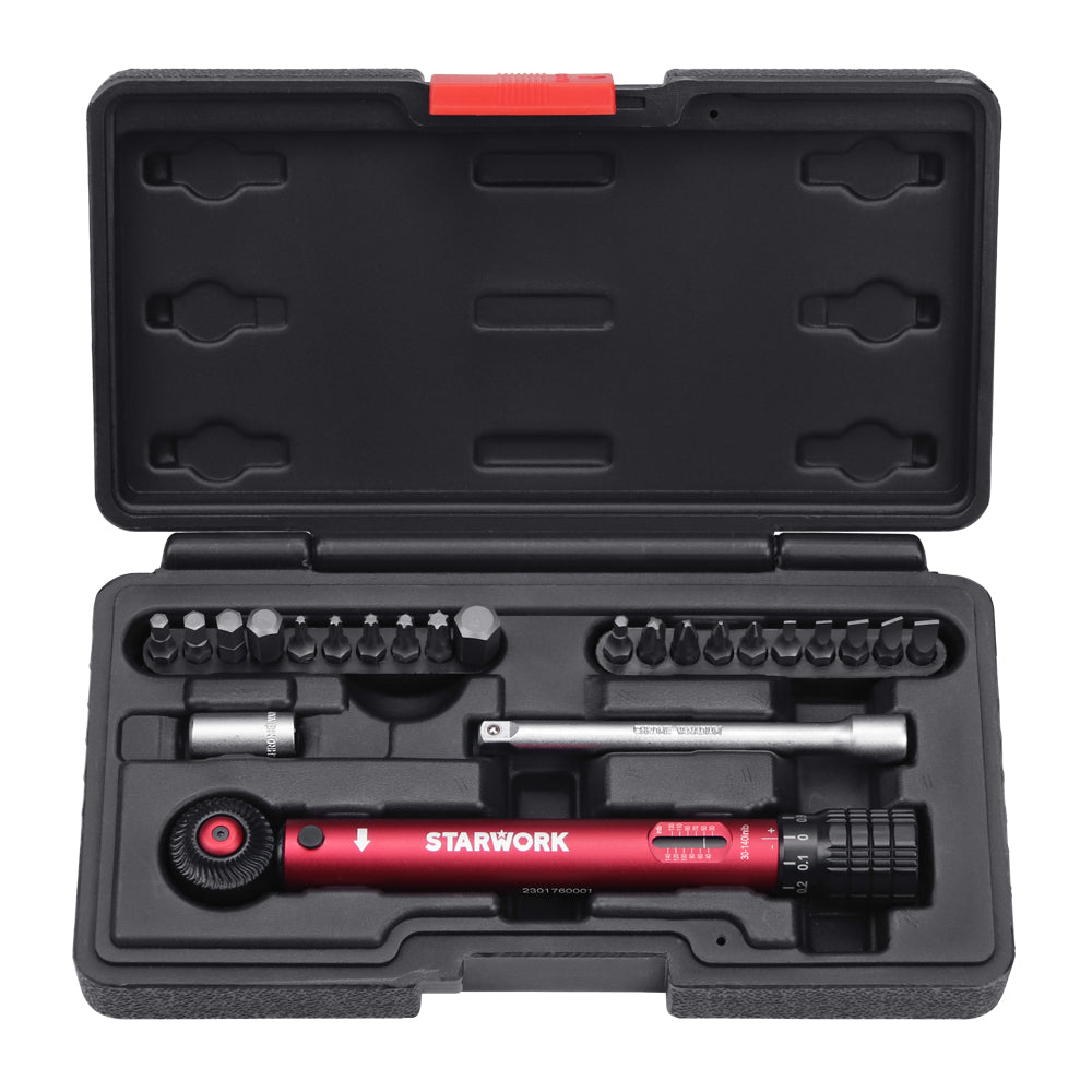STARWORK TRUE MECHANIC™ 23-Piece, 72T, 1/4 Inch Drive Bike Aluminum Mini Torque Wrench Set, in-lb