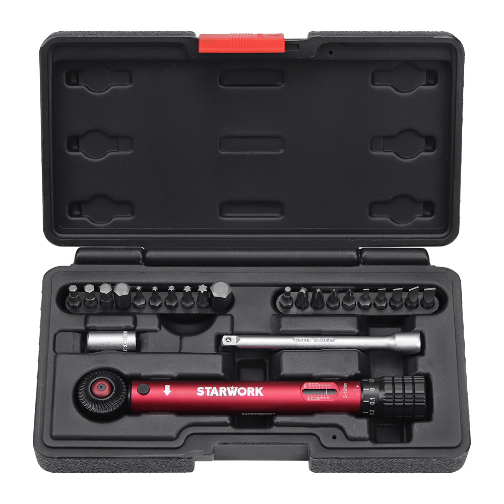 STARWORK TRUE MECHANIC™ 23-Piece, 72T, 1/4 Inch Drive Bike Aluminum Mini Torque Wrench Set, Nm