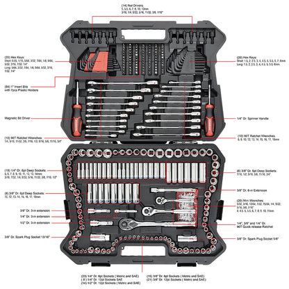 STARWORK TRUE MECHANIC™ 303-Piece Mechanics Tool Set and Socket Set, Professional, SAE/Metric