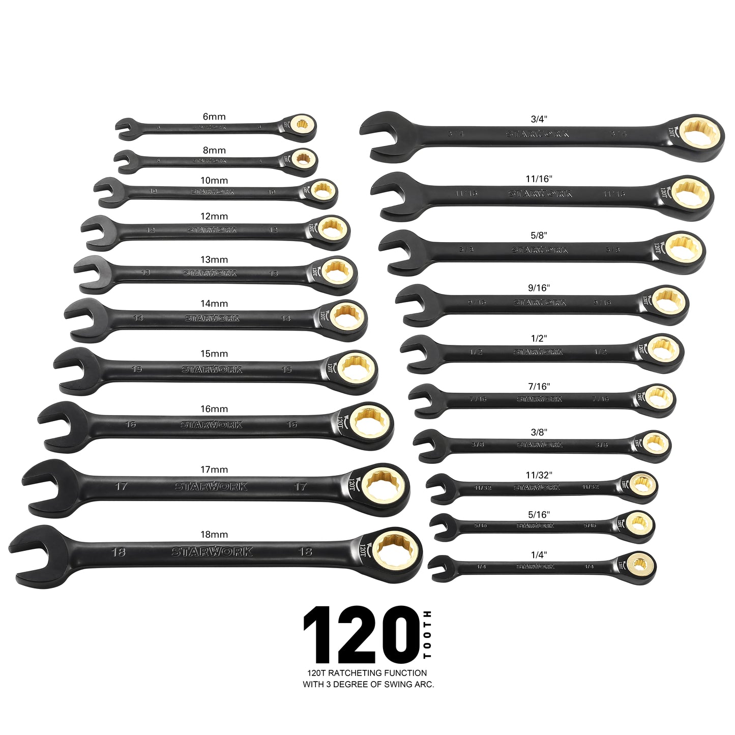 STARWORK TRUE MECHANIC™ 303-Piece Mechanics Tool Set, 120T Ratcheting Wrench, Professional, SAE/Metric