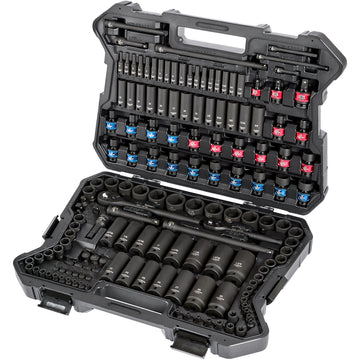 STARWORK TRUE MECHANIC 153-Piece 1/4", 3/8", 1/2" Drive Master Impact Socket Set, Professional, SAE/Metric