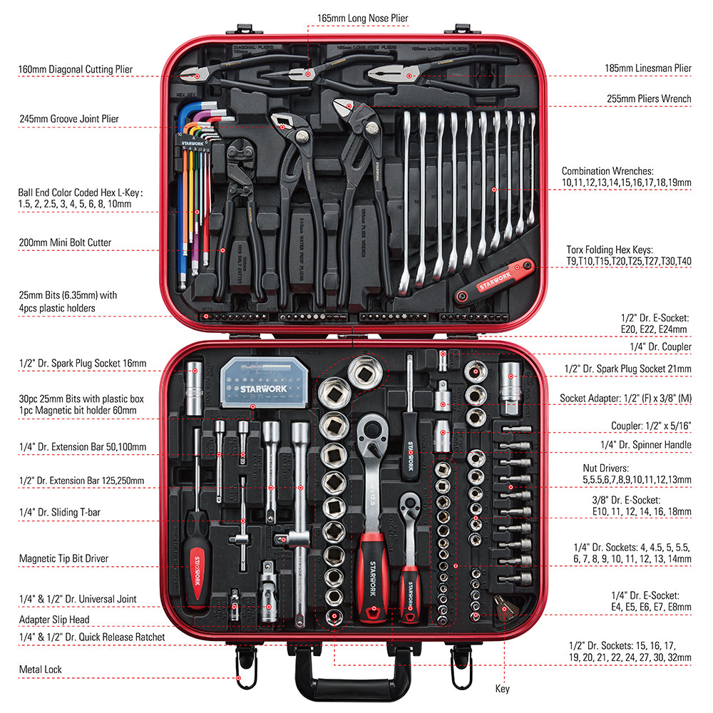 STARWORK TRUE MECHANIC™ 169-Piece Mechanics Tool Set and Socket Set, G