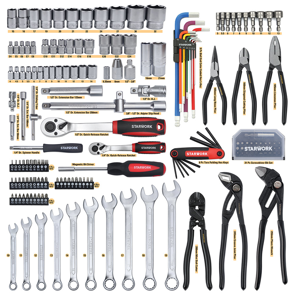 STARWORK TRUE MECHANIC™ 169-Piece Mechanics Tool Set and Socket Set, G