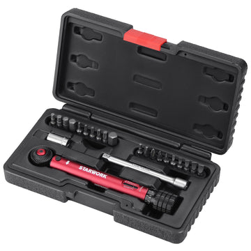 STARWORK TRUE MECHANIC™ 23-Piece, 72T, 1/4 Inch Drive Bike Aluminum Mini Torque Wrench Set, Nm