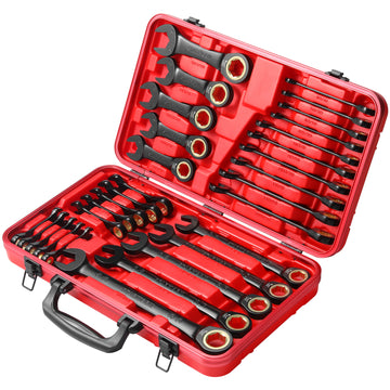 STARWORK STARWORK TRUE MECHANIC™ 30-Piece, 120T SAE&Metric Ratcheting Wrench Set, Gift Series with Red case, Professional