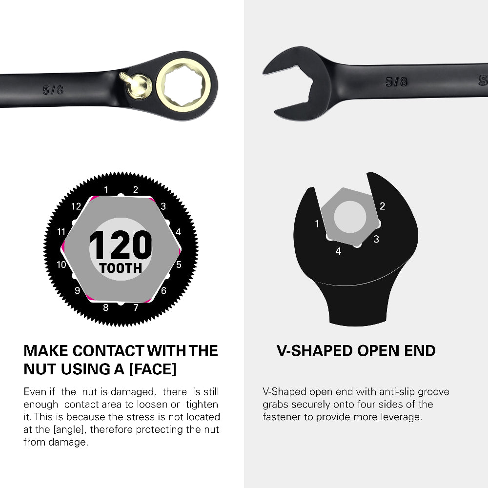 STARWORK TRUE MECHANIC™ 20 Pc. 120-Tooth Reversible Ratcheting Wrench
