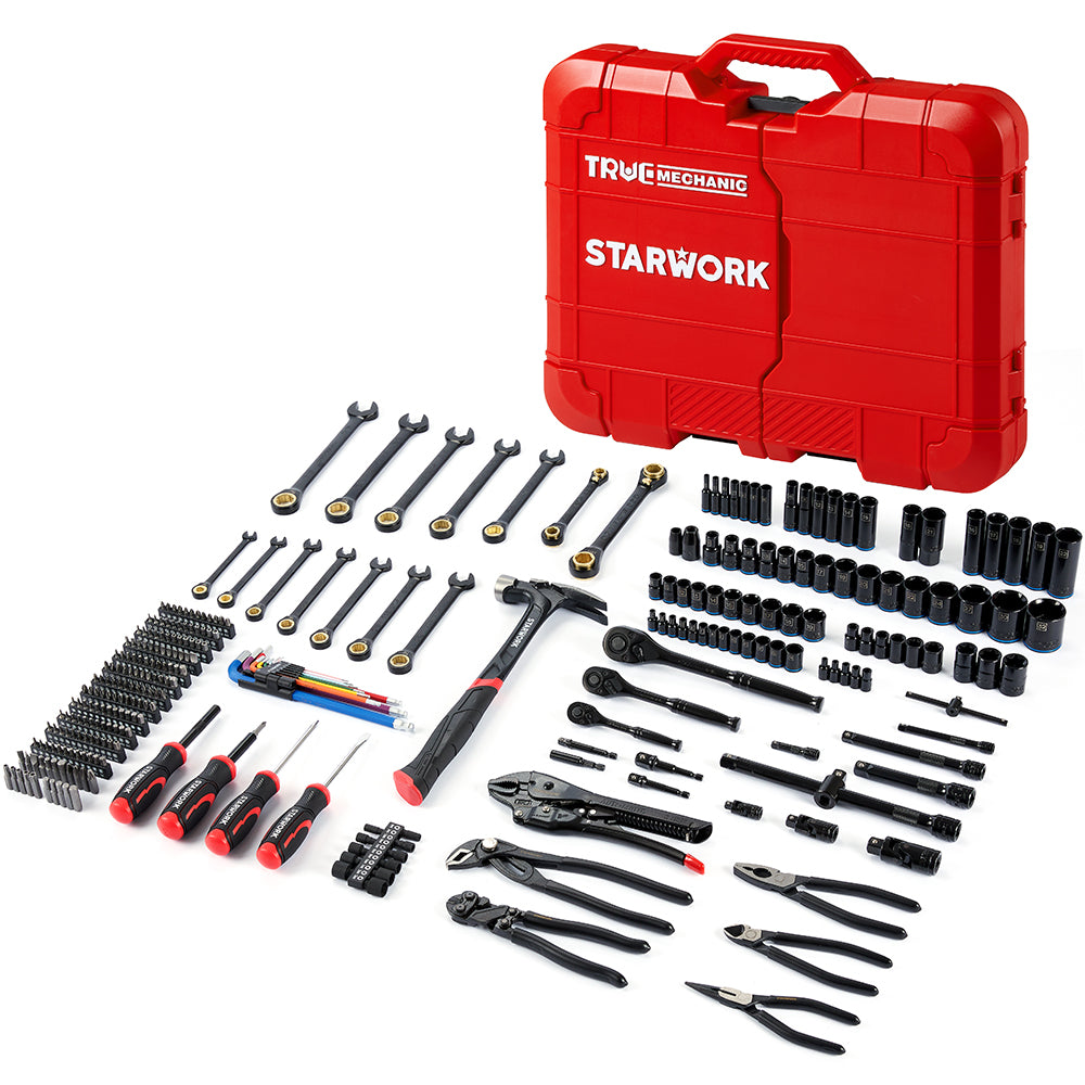 STARWORK TRUE MECHANIC™ 306-Piece Mechanics Tool Set and Socket Set, Comprehensive Tool Kit, Automotive Repair Tool Set, Professional