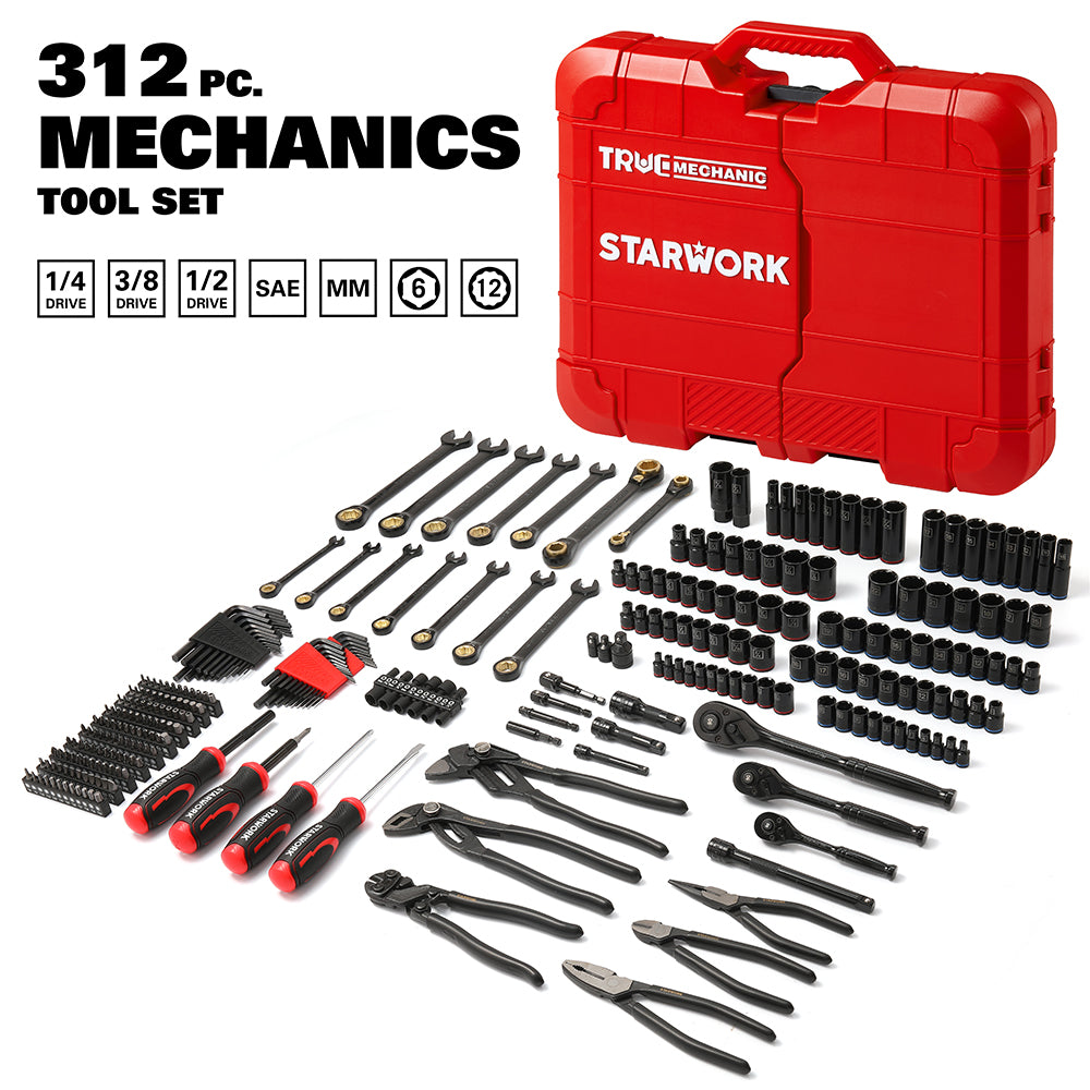 STARWORK TRUE MECHANIC™ 312-Piece Mechanics Tool Set and Socket Set, P