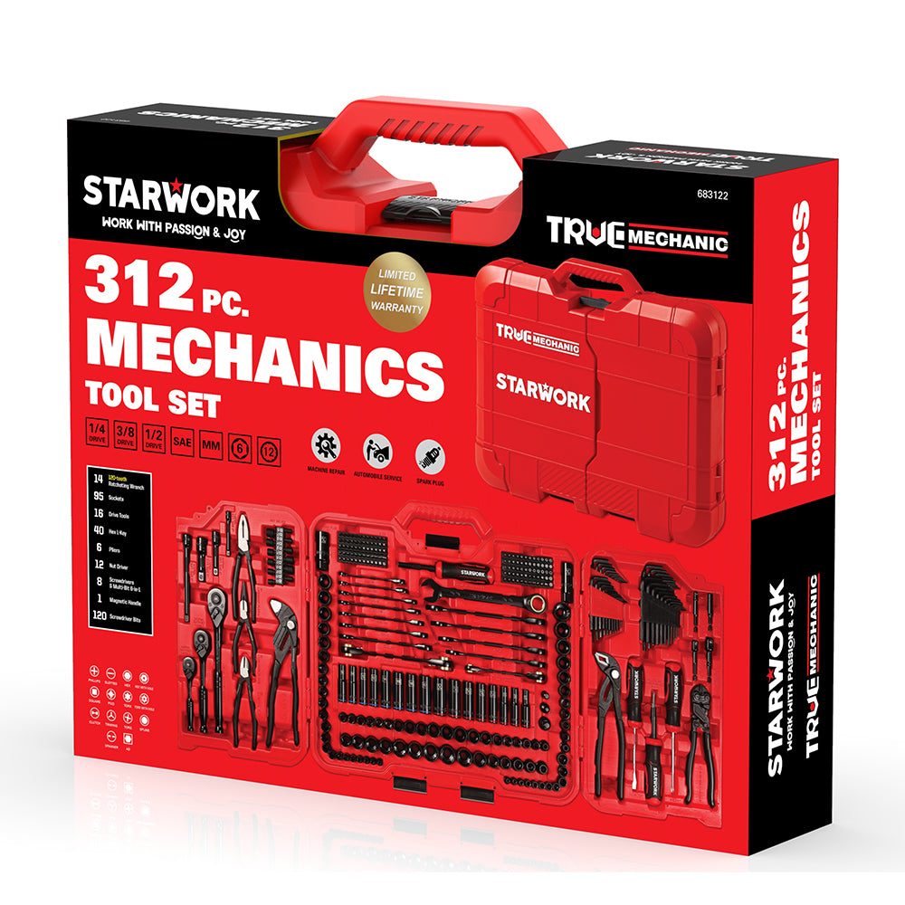 STARWORK TRUE MECHANIC™ 312-Piece Mechanics Tool Set and Socket Set, P