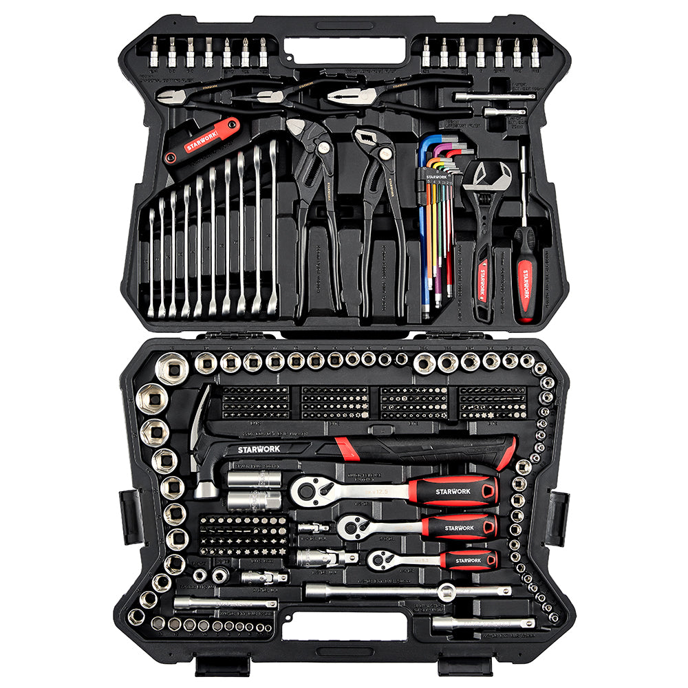 STARWORK TRUE MECHANIC™ 324-Piece Mechanics Tool Set and Socket Set with 22oz Dragon One-Piece Rip Hammer w/Grip, Professional