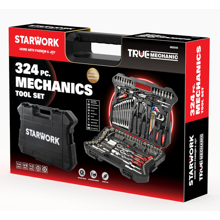 STARWORK TRUE MECHANIC™ 324-Piece Mechanics Tool Set and Socket Set wi