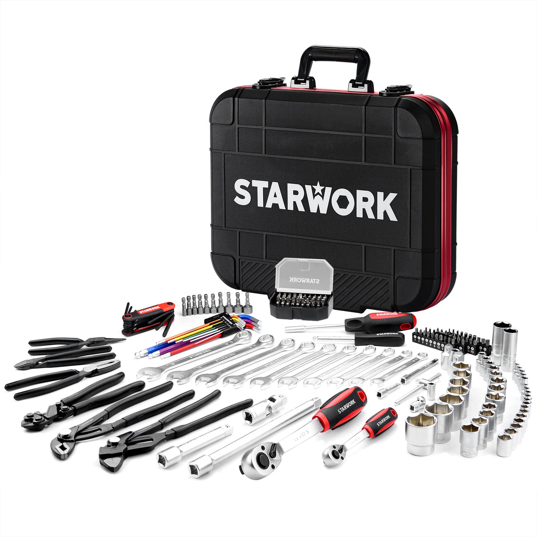 STARWORK TRUE MECHANIC™ 169-Piece Mechanics Tool Set and Socket Set, Gift Series, Professional, Metric
