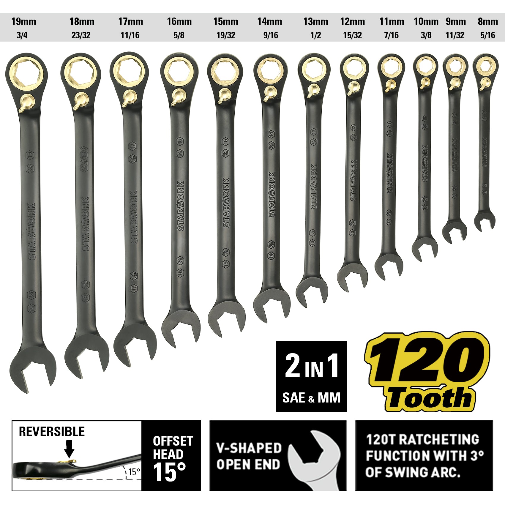 STARWORK TRUE MECHANIC™ 305-Piece Mechanics Tool Set with 120-Tooth Re
