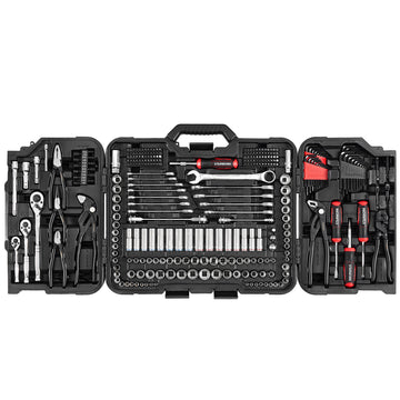 STARWORK TRUE MECHANIC 312-Piece Mechanics Tool Set and Socket Set, Professional 【Pliers Wrench】 SAE/Metric, Mirror-Finish Sockets & Ratchet Wrenches