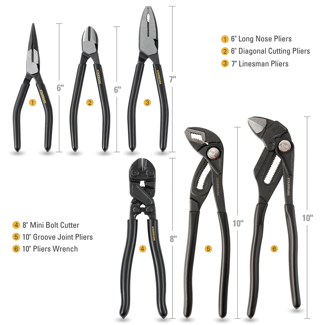 STARWORK TRUE MECHANIC 312-Piece Mechanics Tool Set and Socket Set, Professional 【Pliers Wrench】 SAE/Metric, Mirror-Finish Sockets & Ratchet Wrenches