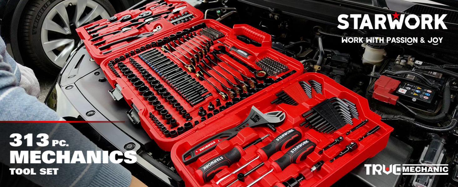 STARWORK TRUE MECHANIC™ 313-Piece Mechanics Tool Set and Socket Set, P