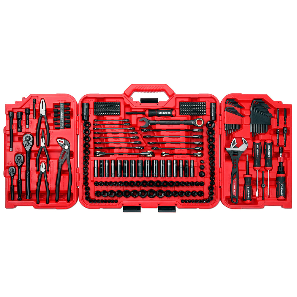 STARWORK TRUE MECHANIC™ 313-Piece Mechanics Tool Set and Socket Set, Professional SAE/Metric