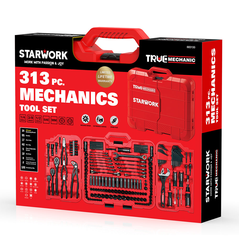 STARWORK TRUE MECHANIC™ 313-Piece Mechanics Tool Set and Socket Set, P