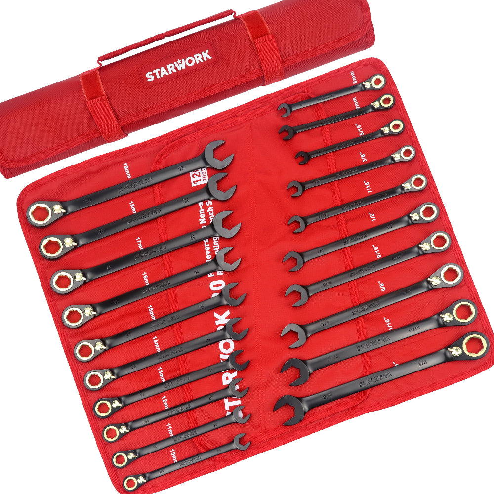 STARWORK TRUE MECHANIC™ 20 Pc. 120-Tooth Reversible Ratcheting Wrench
