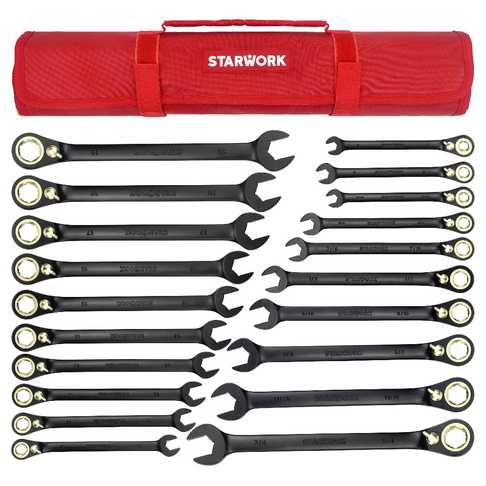 STARWORK TRUE MECHANIC™ 20 Pc. 120-Tooth Reversible Ratcheting Wrench