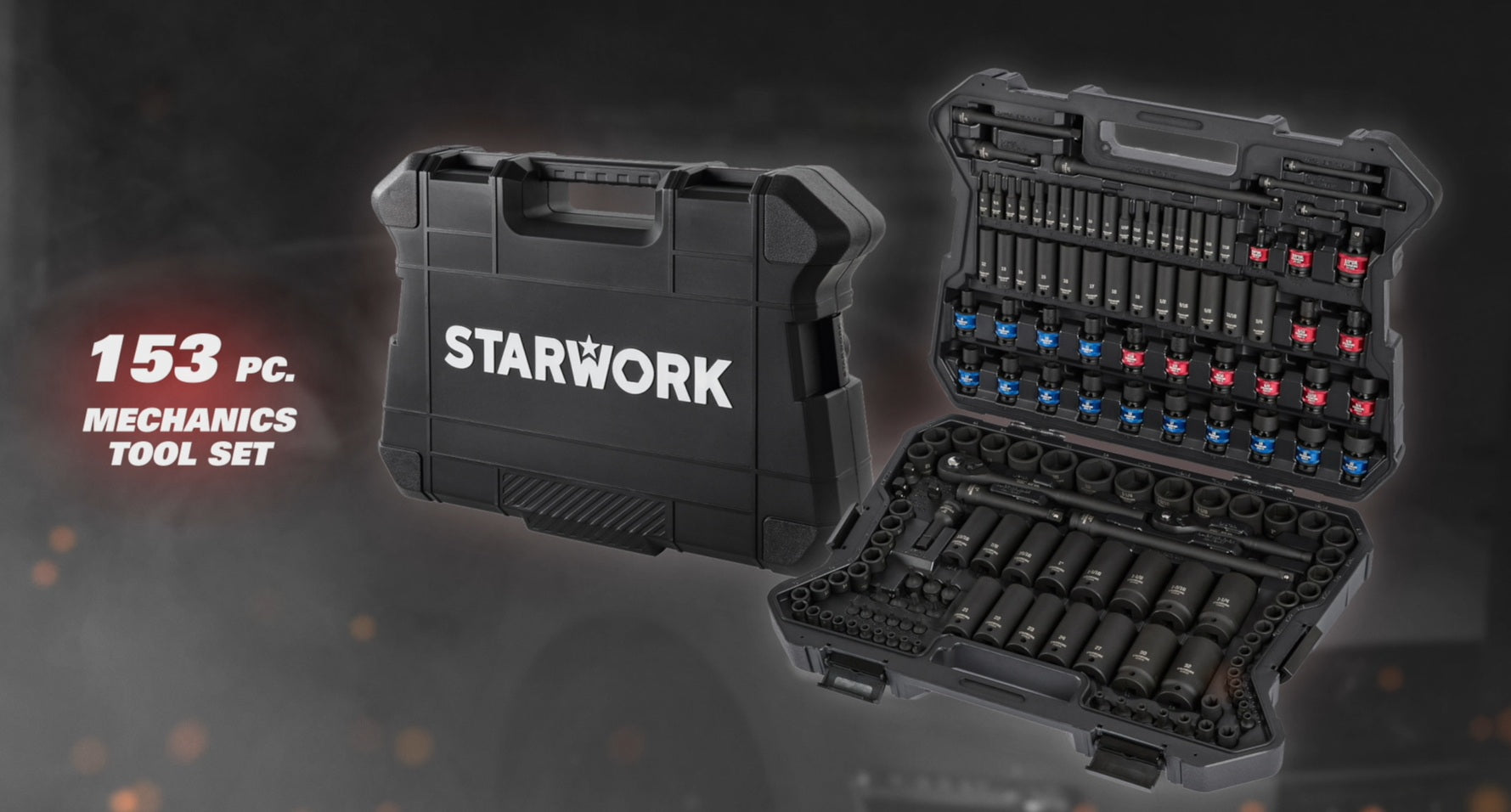 STARWORK TRUE MECHANIC™ 153-Piece Impact Socket Set, Professional, SAE